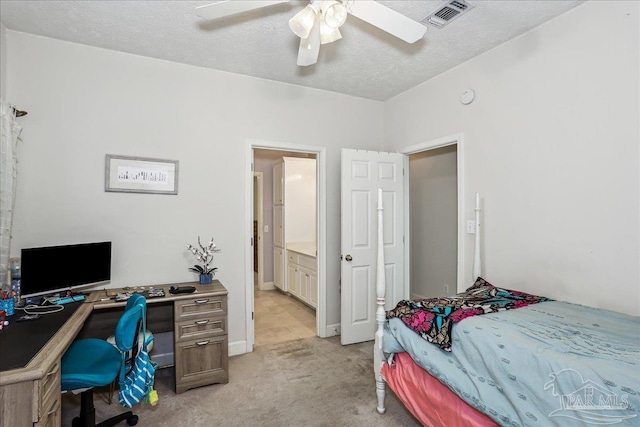 2520 Abbie Elizabeth Ct, Gulf Breeze, FL 32563 - bedroom with light carpet, a desk, ceiling fan, and a textured ceiling