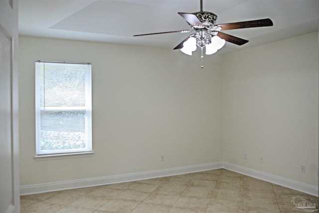 unfurnished room with ceiling fan