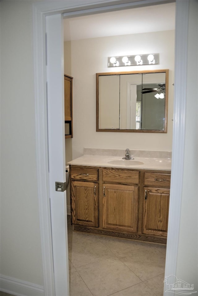 bathroom featuring vanity and tile patterned floors