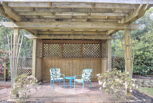 view of patio / terrace featuring a pergola