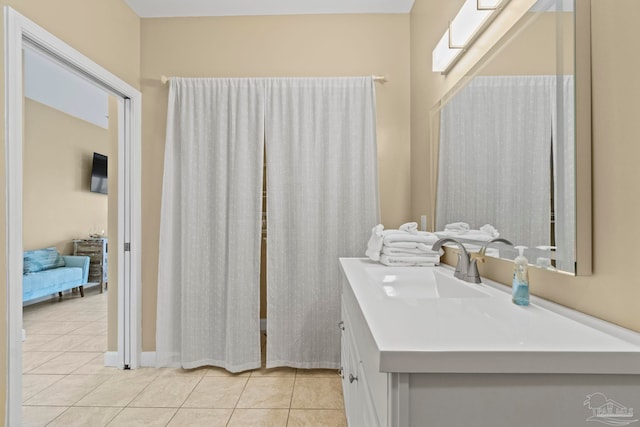 bathroom featuring vanity and tile patterned flooring