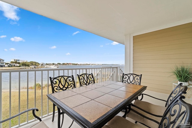 balcony with a water view