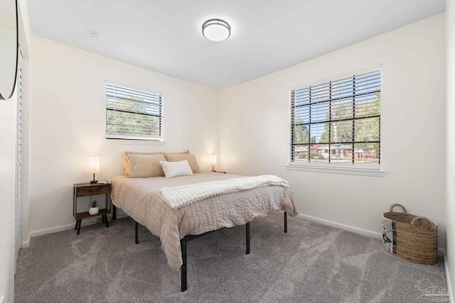 bedroom featuring carpet floors and baseboards