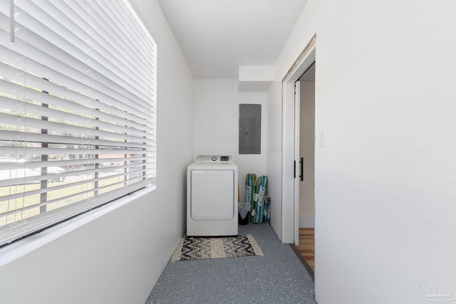 laundry area featuring washer / dryer, laundry area, and electric panel