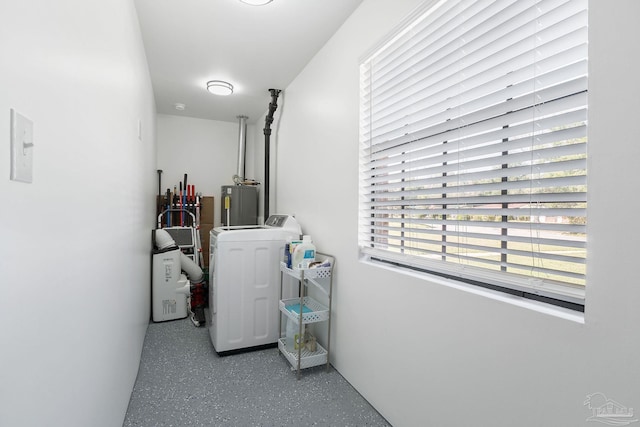 laundry room with water heater