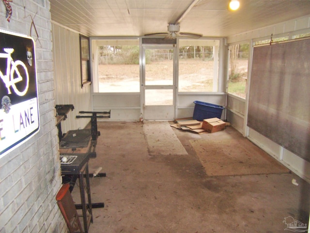 view of unfurnished sunroom