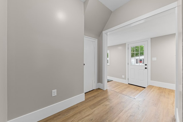 636 Callowhill St, Wooster, OH 44691 - foyer entrance with wood finished floors, baseboards, and lofted ceiling