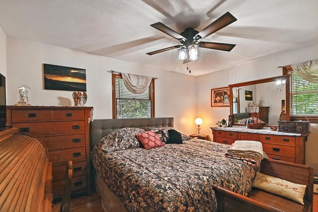 155 W Smiley Ave, Shelby, OH 44875 - bedroom with a ceiling fan and wood finished floors