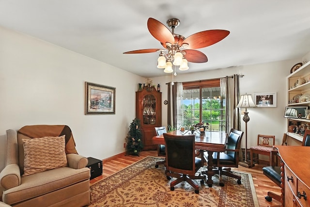 155 W Smiley Ave, Shelby, OH 44875 - home office featuring light wood finished floors and a ceiling fan