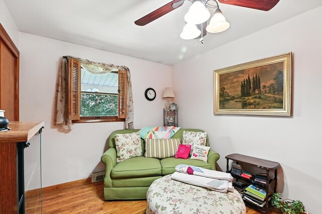 155 W Smiley Ave, Shelby, OH 44875 - sitting room featuring ceiling fan and wood finished floors
