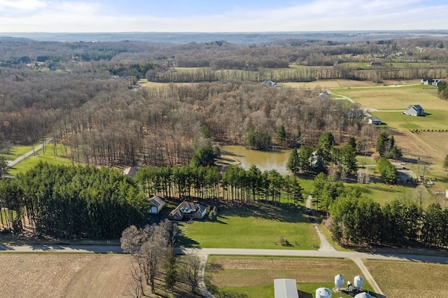 birds eye view of property featuring a rural view