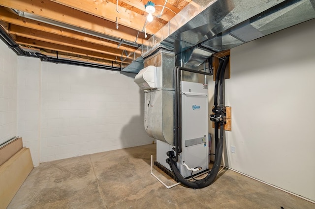 unfinished below grade area with heating unit