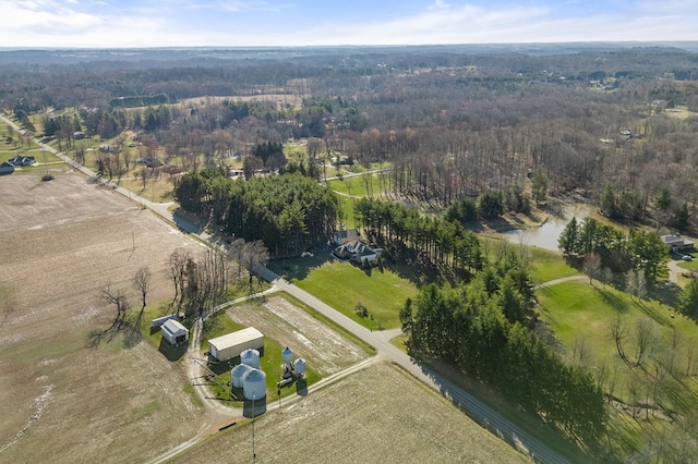 aerial view with a view of trees and a rural view