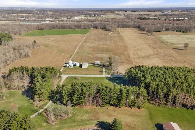 aerial view featuring a rural view