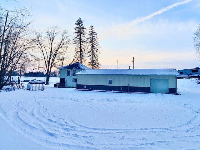 exterior space with a garage