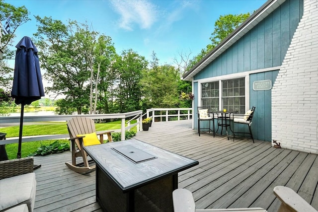 415 Lakeshore Rd, Ashland, OH 44805 - wooden terrace featuring outdoor dining space