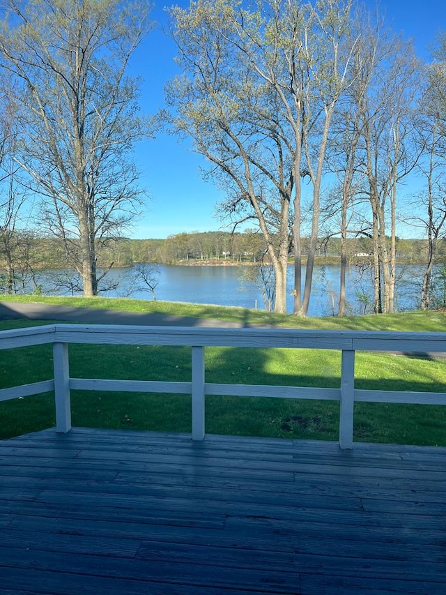 415 Lakeshore Rd, Ashland, OH 44805 - wooden deck featuring a water view and a lawn