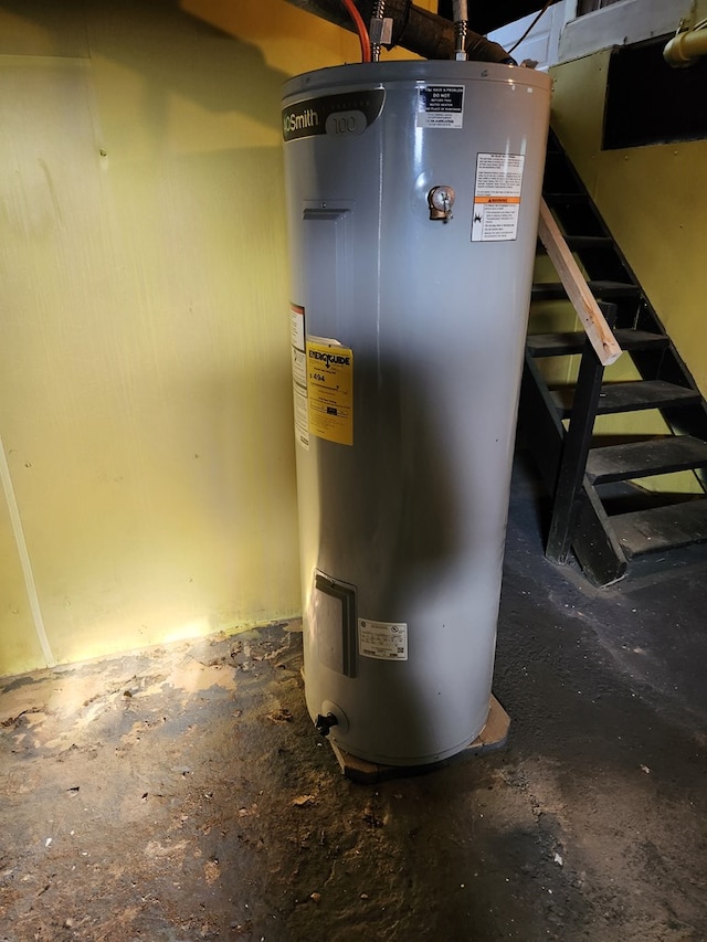 utility room featuring water heater