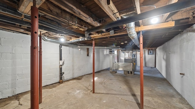 basement with heating unit