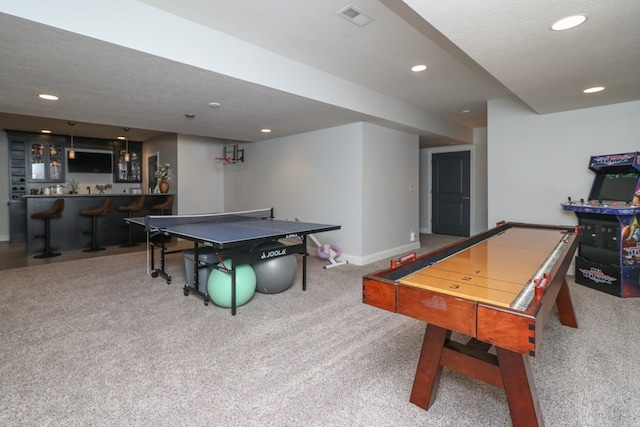 122 Woodside Blvd, Lexington, OH 44904 - rec room with carpet floors, bar area, recessed lighting, and baseboards