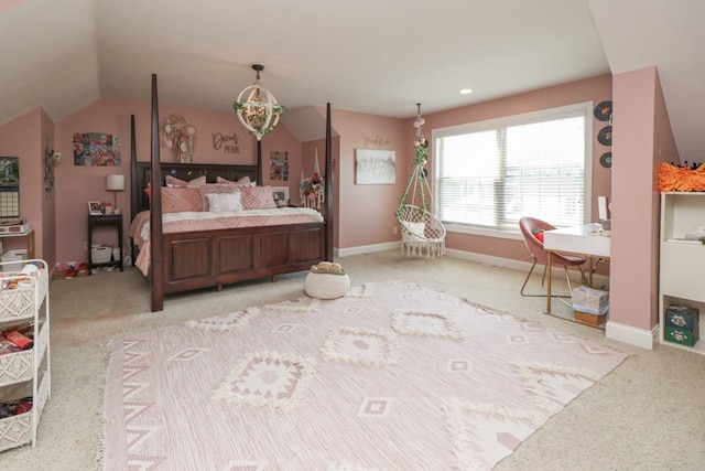 122 Woodside Blvd, Lexington, OH 44904 - bedroom with carpet floors, lofted ceiling, and baseboards