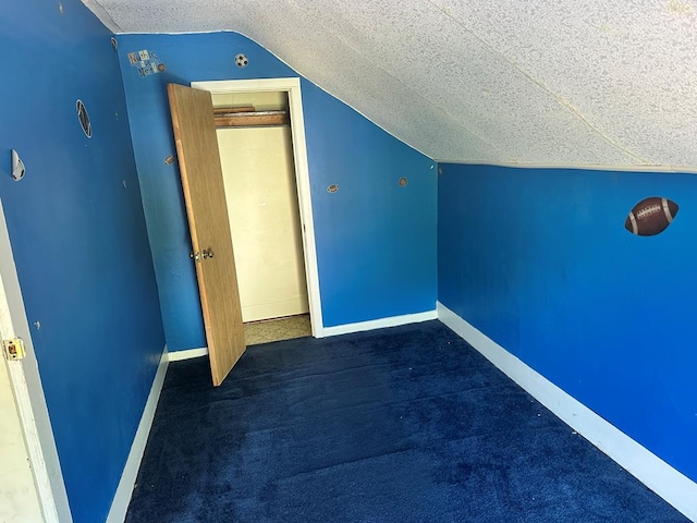 318 S Washington St, Galion, OH 44833 - additional living space with a textured ceiling, lofted ceiling, carpet flooring, and baseboards