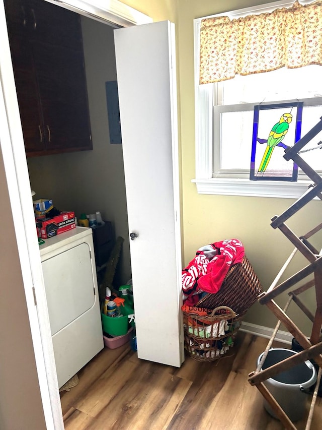 laundry room featuring washer / dryer and hardwood / wood-style floors