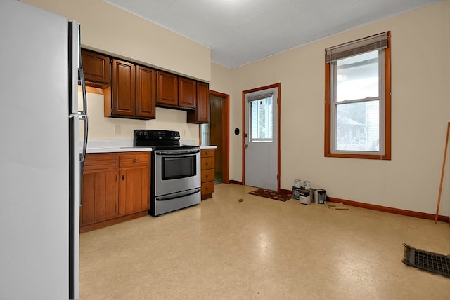 kitchen with stainless steel electric stove