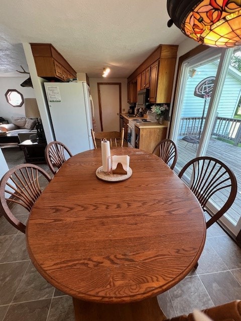 2415 State Route 96, Ashland, OH 44805 - dining area with a textured ceiling and dark tile patterned floors