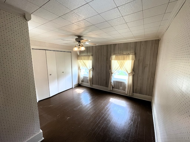 5655 Lime Rd, Galion, OH 44833 - unfurnished bedroom featuring dark wood finished floors, a closet, and a ceiling fan