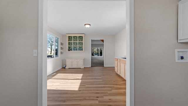 hall featuring light wood-type flooring