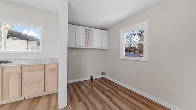 washroom with light wood-type flooring