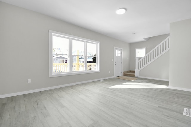 interior space with light hardwood / wood-style flooring