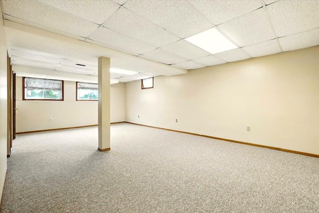 1645 Spring Village Ln, Mansfield, OH 44906 - basement with carpet flooring and a drop ceiling