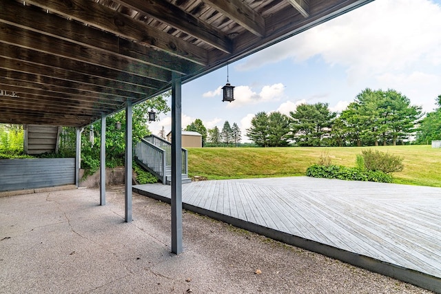 4299 County Road 20, Mount Gilead, OH 43338 - view of patio / terrace with a deck and a storage unit
