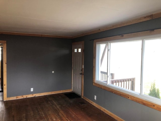 foyer with dark hardwood / wood-style floors