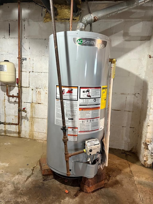 utility room with water heater
