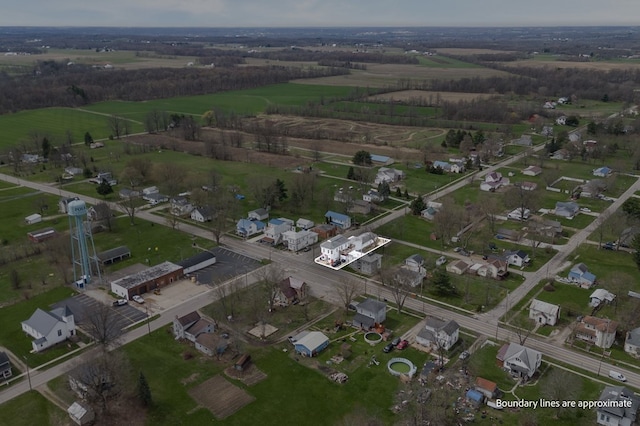 bird's eye view with a rural view