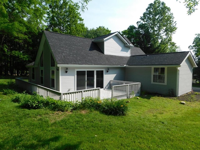 7326 State Route 19 Unit U3 L57-59, Mount Gilead, OH 43338 - rear view of property featuring a yard, a deck, and a shingled roof