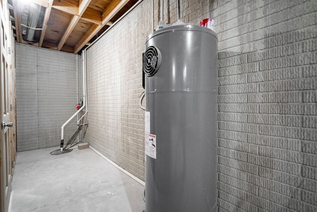 utility room with water heater