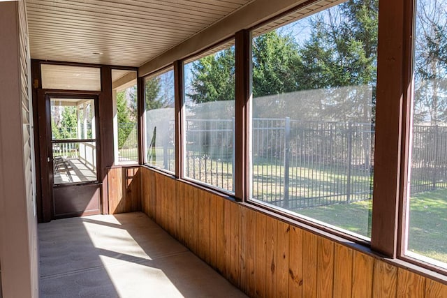 view of unfurnished sunroom