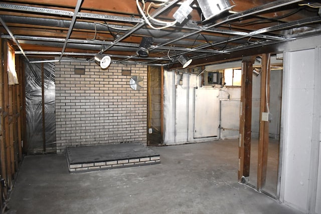 view of unfinished basement