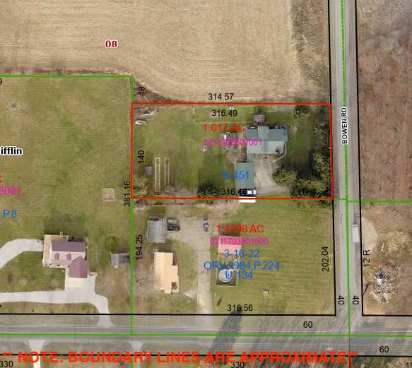 1163 Bowen Rd, Mansfield, OH 44903 - map of property location featuring property parcel outlined