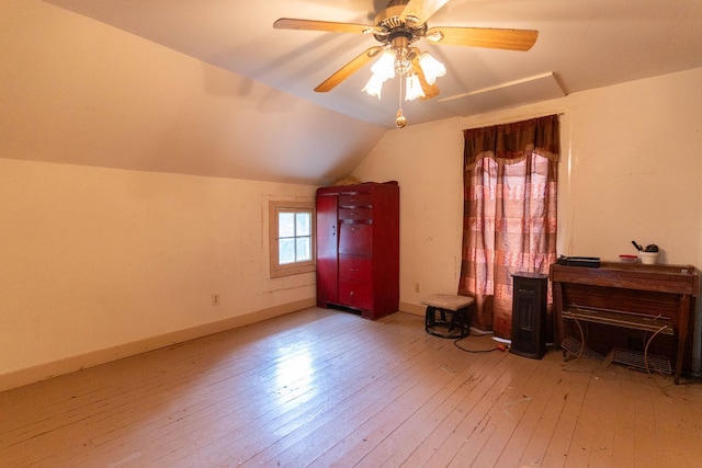 780 Pulver List Rd, Mansfield, OH 44905 - home office featuring wood-type flooring, vaulted ceiling, and a ceiling fan
