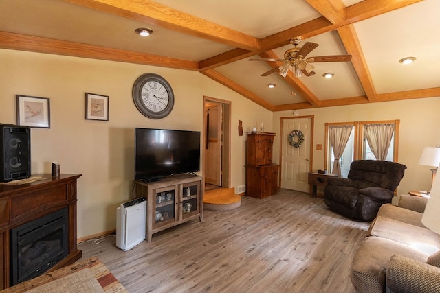 780 Pulver List Rd, Mansfield, OH 44905 - living area featuring light wood finished floors, ceiling fan, recessed lighting, and a fireplace