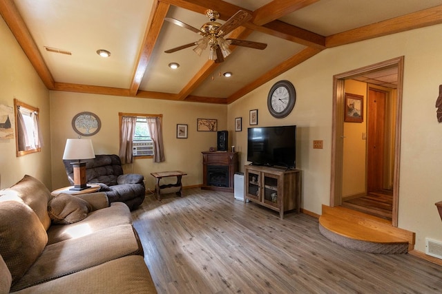 780 Pulver List Rd, Mansfield, OH 44905 - living room with light wood-style flooring, a ceiling fan, recessed lighting, and cooling unit