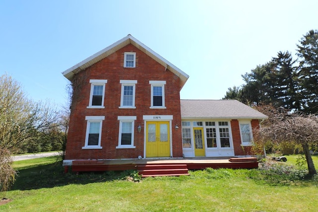 11914 State Route 269, Bellevue, OH 44811 - view of front of property with brick siding, french doors, and a front lawn