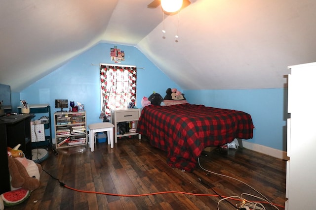 11914 State Route 269, Bellevue, OH 44811 - bedroom with wood-type flooring, lofted ceiling, and a ceiling fan