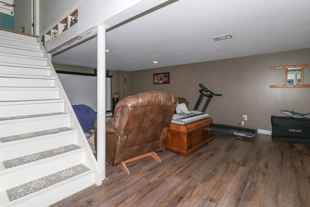 623 Bendle Ave, Shelby, OH 44875 - stairs featuring wood finished floors, recessed lighting, and baseboards