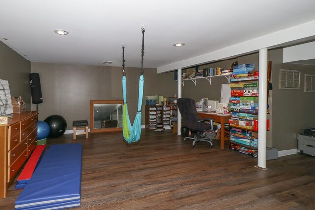623 Bendle Ave, Shelby, OH 44875 - home office with wood finished floors, baseboards, and recessed lighting
